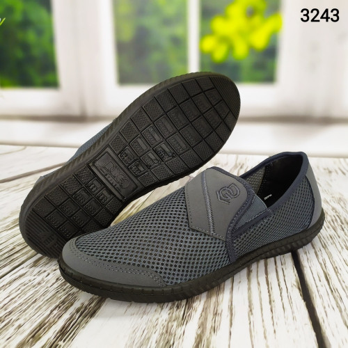 Мокасини тапочки чоловічі сітка сірі Dago Style 3243