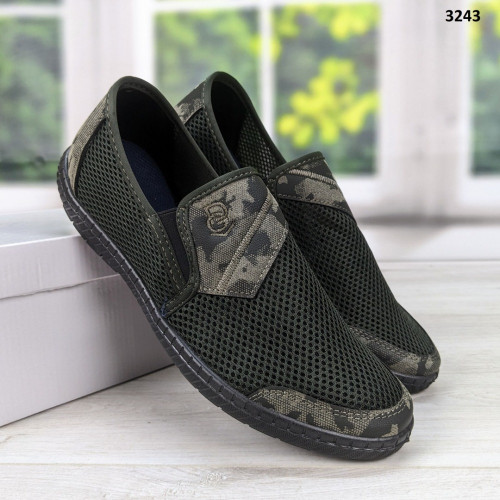 Мокасини тапочки чоловічі сітка чорні Dago Style 3243