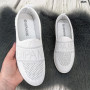 Женские текстильные мокасины белые с серым Gipanis 2825