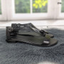 Босоножки женские черные кожаные на низком ходу Carti 2766