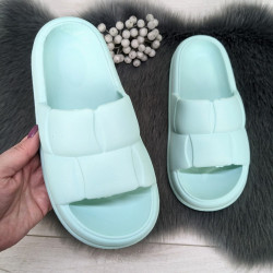 Шльопанці жіночі сланці Progress пінкові на об'ємній підошві бірюзові 4024