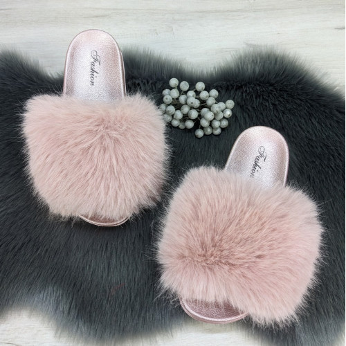 Шлепанцы женские Fashion меховые розовые 2764_3