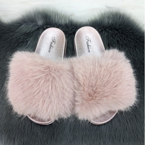 Шлепанцы женские Fashion меховые розовые 2764_3