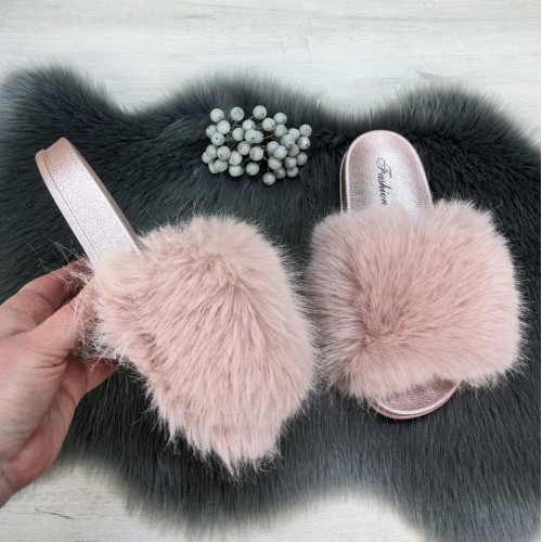 Шлепанцы женские Fashion меховые розовые 2764_3
