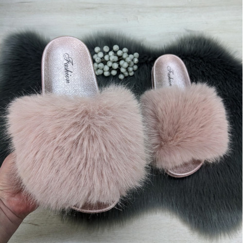 Шлепанцы женские Fashion меховые розовые 2764_3