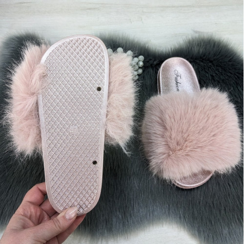 Шлепанцы женские Fashion меховые розовые 2764_3
