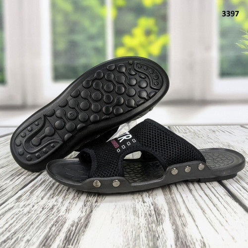 Шлёпанцы мужские черные текстильные Trioshoes 3397
