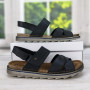 Сандалії босоніжки чоловічі Inblu на липучці чорні шкіряні 3727