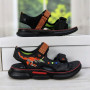 Дитячі босоніжки для хлопчика чорні з помаранчевим на липучках Lilin Shoes 5359