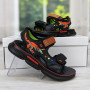 Дитячі босоніжки для хлопчика чорні з помаранчевим на липучках Lilin Shoes 5359