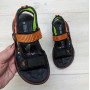 Дитячі босоніжки для хлопчика чорні з помаранчевим на липучках Lilin Shoes 5359