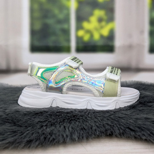 Босоніжки підліткові для дівчинки на липучках білі Kimboo 5367