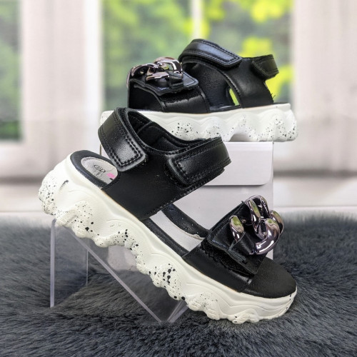 Босоніжки дитячі чорні на білій платформі Jong Golf 5412