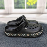 Сабо кроксы женские пена черные вышиванка Dago Style 4399_2