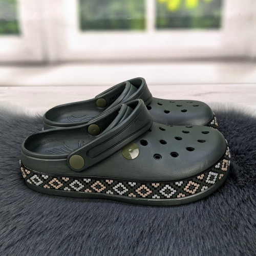 Сабо крокси жіночі піна хакі вишиванка Dago Style 4399_2