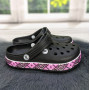 Сабо крокси жіночі чорні рожевим візерунком вишиванка Даго Стиль 2494