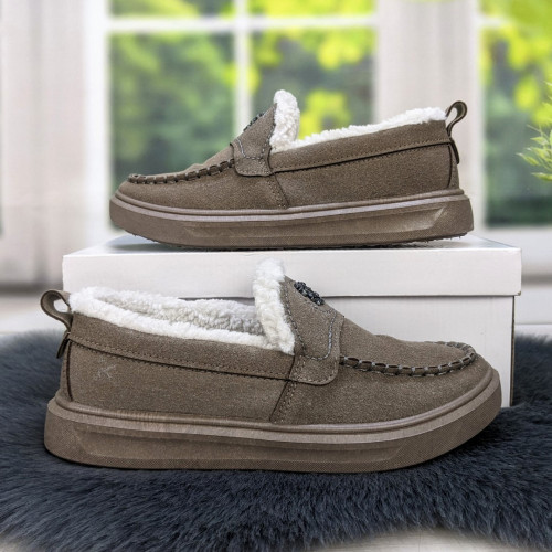 Лофери жіночі зимові на хутрі  Dago Style кавові 4568