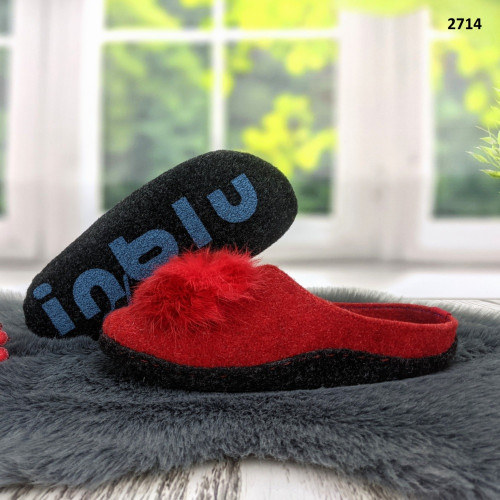 Жіночі кімнатні капці фетрові для ламінату Inblu червоні з хутірцем 2714