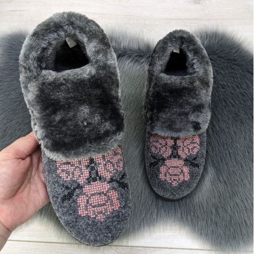 Бурки лофери жіночі на хутрі з відворотом Gipanis сірі 4550