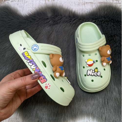 Кроки дитячі для дівчинки Fashion м'ятні з ведмедиком 5655