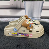 Кроксы детские для девочки Fashion бежевые с мишкой 5655