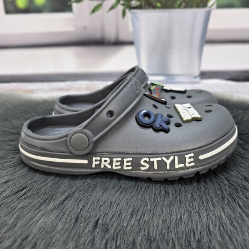 Кроксы детские для мальчика Dago Style серые 1228-5