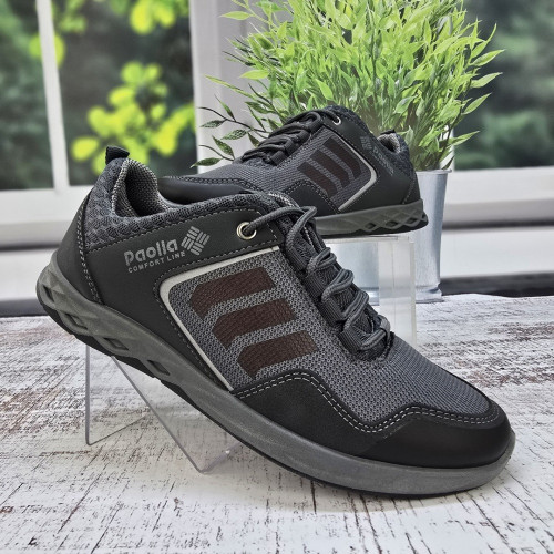 Кроссовки мужские Paolla серые демисезонные эко-кожа с текстилем 3363_2