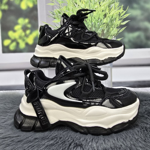 Кросівки дитячі для дівчинки Jong Golf чорні на платформі еко-шкіра з сіткою 5672
