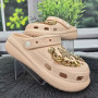 Кроксы женские Fashion пудровые с джибитсами на платформе 4765