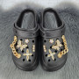 Кроксы женские Fashion черные с джибитсами на платформе 4765