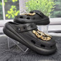 Кроксы женские Fashion черные с джибитсами на платформе 4765