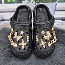 Крокcи жіночі Fashion чорні з джибітсами на платформі 4765