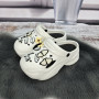 Кроксы женские Fashion белые с джибитсами на высокой платформе 4766