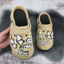 Кроксы женские Fashion бежевые с джибитсами на высокой платформе 4766
