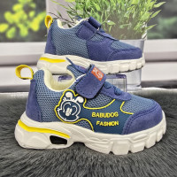 Дитячі кросівки для хлопчика Babudog сині текстильні з еко-шкірою 5679