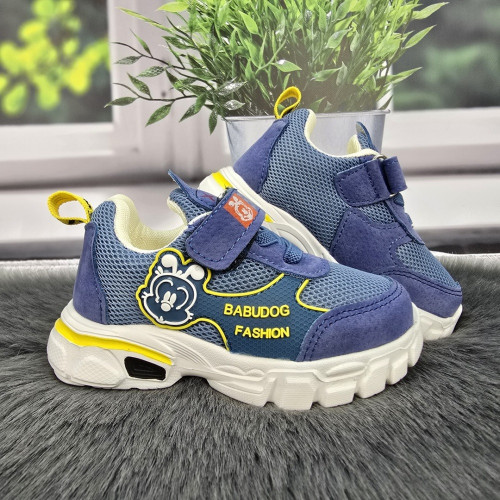 Дитячі кросівки для хлопчика Babudog сині текстильні з еко-шкірою 5679