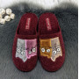 Тапочки женские войлочные Белста бордовые с котиками для ламината 4192