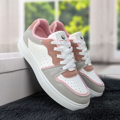 Кросівки жіночі Swin-shoes білі з рожевим демісезонні 4439