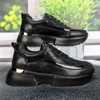 Кросівки жіночі Yimeili чорні шкіряні 4805