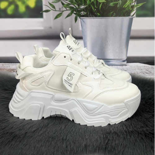 Кросівки жіночі Swin Shoes білі на об'ємній підошві демісезонні 4798