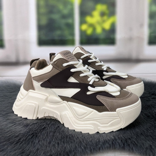 Кросівки жіночі Swin Shoes бежеві з коричневим на об'ємній підошві демісезонні 4454