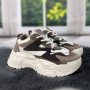Кросівки жіночі Swin Shoes бежеві з коричневим на об'ємній підошві демісезонні 4454