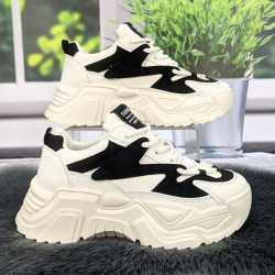 Кросівки жіночі Swin Shoes білі з чорним на об'ємній підошві демісезонні 4454