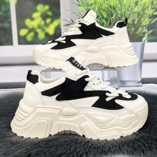 Кросівки жіночі Swin Shoes білі з чорним на об'ємній підошві демісезонні 4454