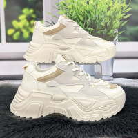 Кроссовки женские Swin Shoes белые с серым на объемной подошве демисезонные 4454