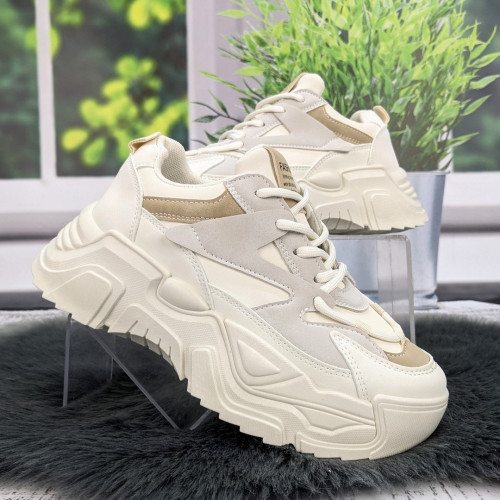 Кросівки жіночі Swin Shoes білі з сірим на об'ємній підошві демісезонні 4454