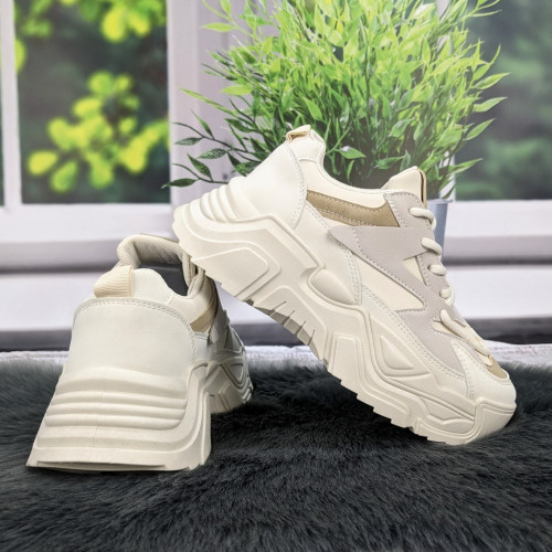 Кросівки жіночі Swin Shoes білі з сірим на об'ємній підошві демісезонні 4454
