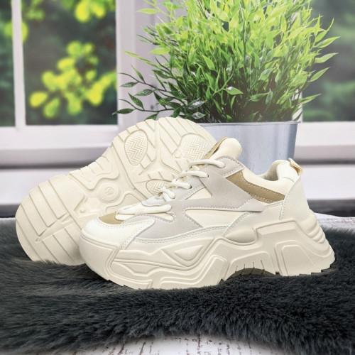 Кросівки жіночі Swin Shoes білі з сірим на об'ємній підошві демісезонні 4454