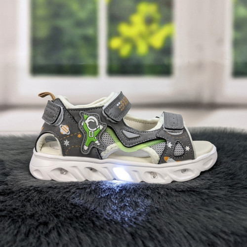 Босоніжки дитячі для хлопчика Jong Golf сірі з LED підсвічуванням 5429