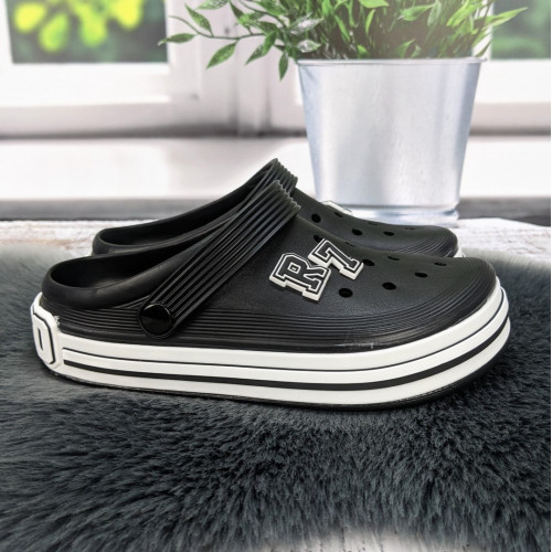 Сабо крокси підліткові Dago Style чорні з джибітсами 4731
